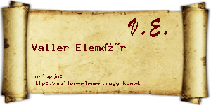 Valler Elemér névjegykártya